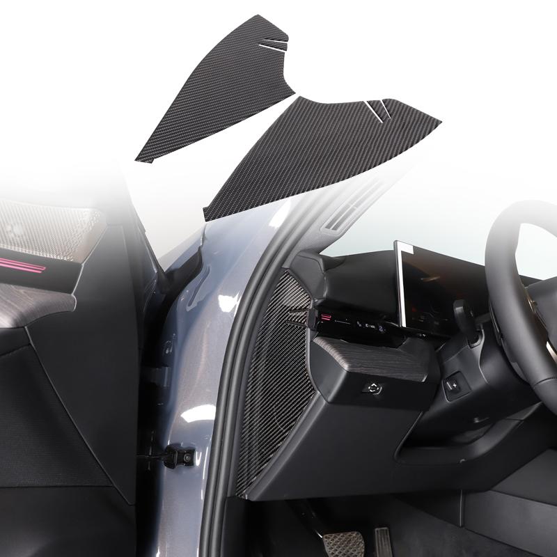 2x Soft carbon fiber Front Groove Dashboard Sides Panel Trim Decoration Sticker Suitable for BMW 5 Series i5 G60 2024+ black carbon fiber