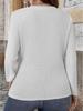 2025 Autumn Plus Size V-Neck Button Waffle Knit Women's T-Shirt