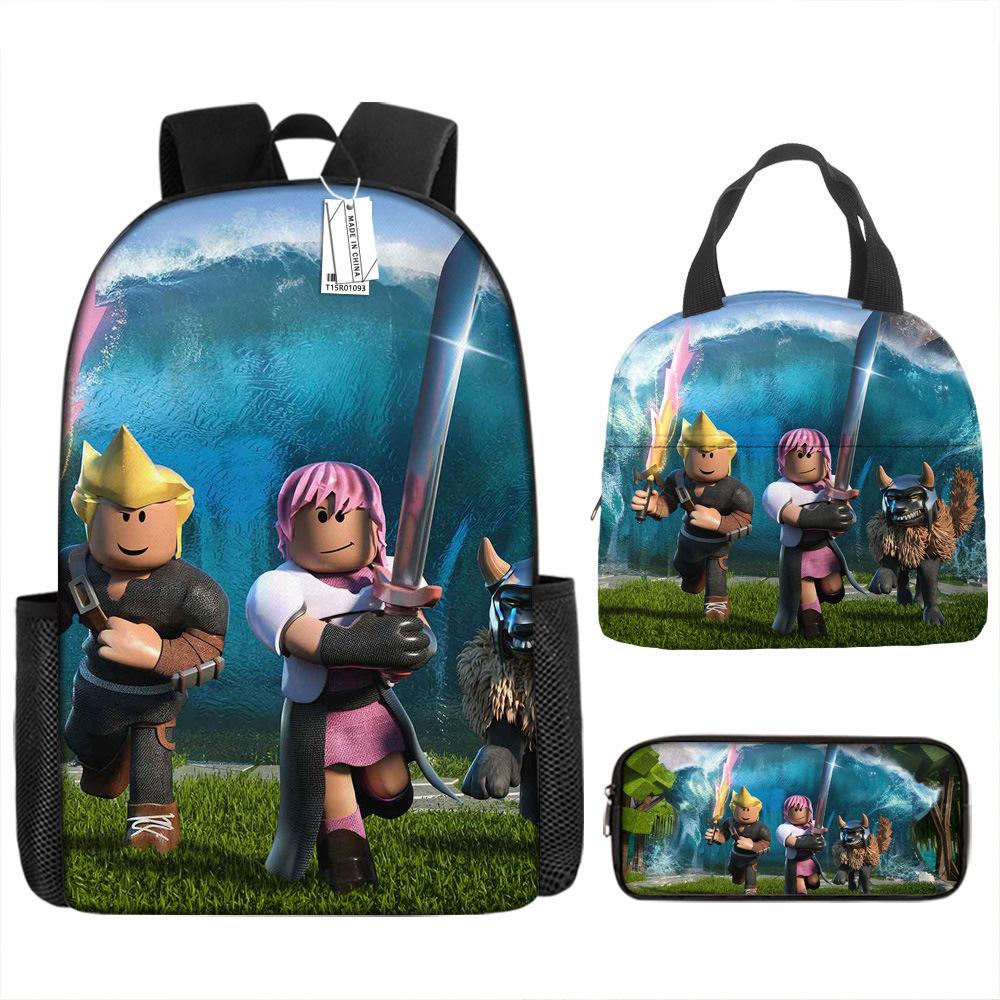 New Virtual World ROBLOX Primary and Secondary School School Bag Children's Backpack Backpack Cartoon Lunch Bag