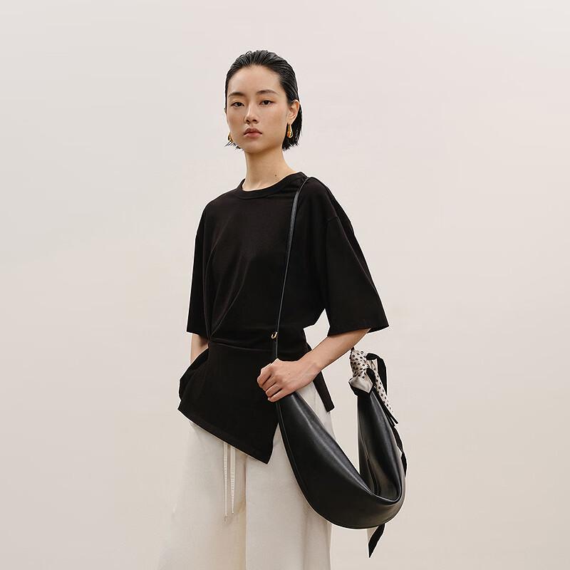 Less Loose Fit Cotton Mid-Sleeve T-Shirt