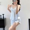 Ice and snow silk Internet celebrity sexy women summer thin suspender shorts spring and autumn pajamas lace nightgown simulation silk homewear