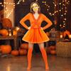 Halloween Costume Set Orange Knit Funny Cosplay Outfit for Adults