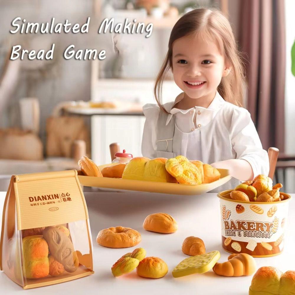 Play House Pretend Play Kitchen Food Cooking Donuts Toasts Simulation Dessert Bread Educational Realistic Bread Set Model Games