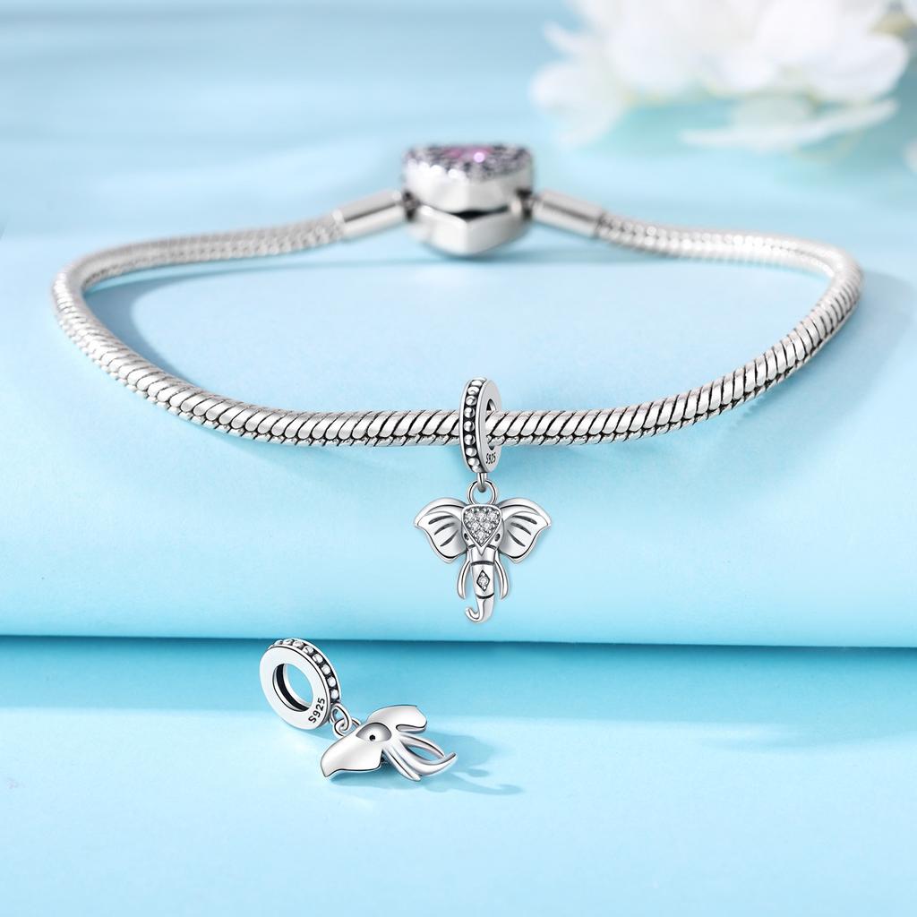 Copper Cute Elephant Pendant Bracelet Charms Fit Bangle For Women Jewelry Party Fine Gifts Diy Accessories