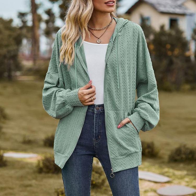 

Женская свободная удлиненная толстовка-куртка однотонная с V-образным вырезом на молнии XXL темно-зеленого