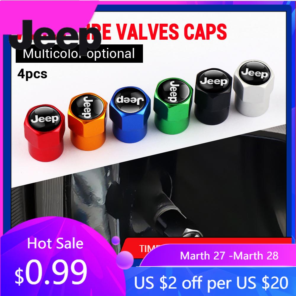 For Jeep 4Pcs Car Wheel Tire Valve Cap Stem Cover Dust Auto Accessories For JEEP Renegade Patriot Weangler Cherokee Compass C