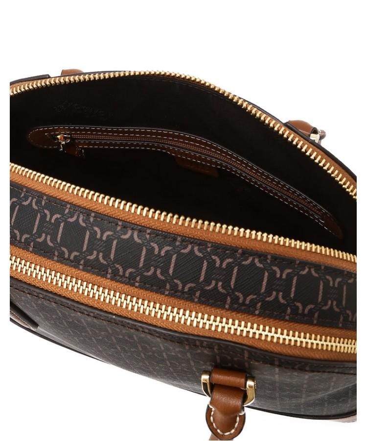 Daks Womens Accessories Brown Barnett Dd Pattern Leather Contrast Tote Bag_Dcba6E861W3