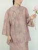 Johnature Women Chinese Style Shirts Solid Color Stand Tops Vintage Blend Summer Blouses Seven Sleeve Button Shirts