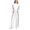 Women's Zip‑Up Stand Collar Striped Side Wide Leg Pants 2‑Piece Tracksuit Set