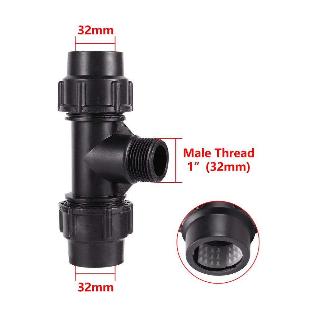 25/32mm PE Pipe Locking Connector Tee Farm Micro Irrigation Sprinkler Quick Connect Pvc Pipe Locking Connection Accessories
