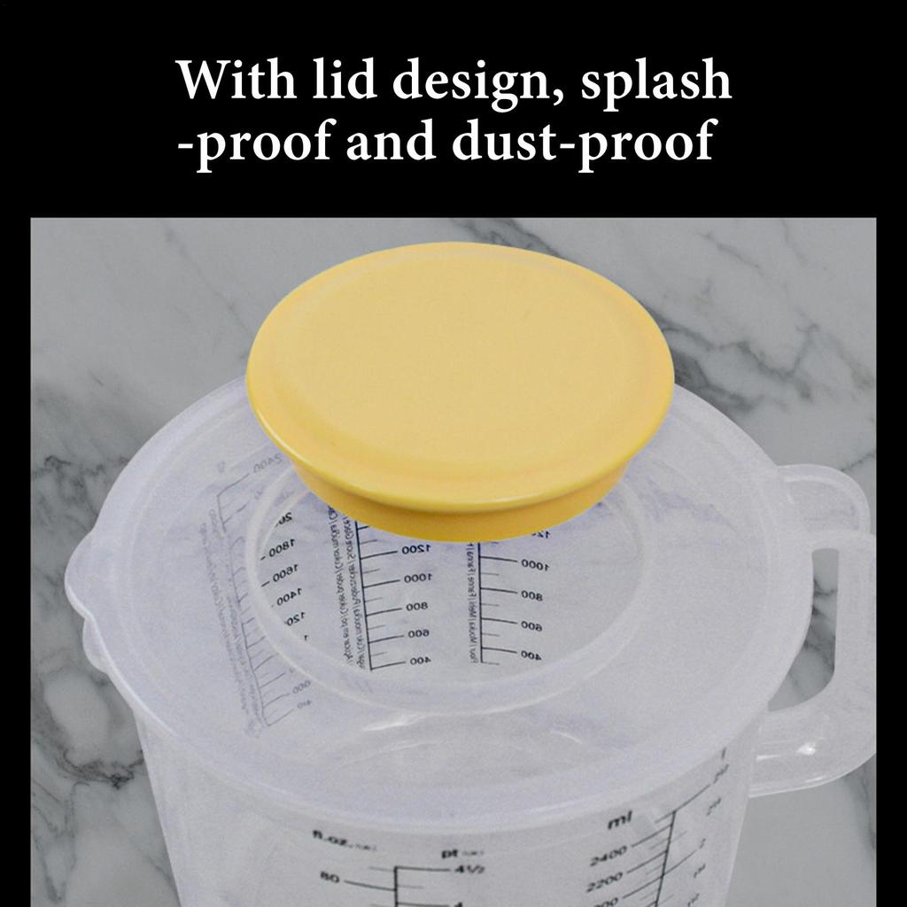 Large Measuring Cup with Lid 2400ml Capacity Scale Marking Cup Mixing Bowl Ergonomic Handle Splash-Proof for Egg Mixing Salad