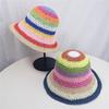 Damen Sommer Regenbogen Dopamin Breitkrempen Sonnenhut - Atmungsaktiv, UV-Schutz.