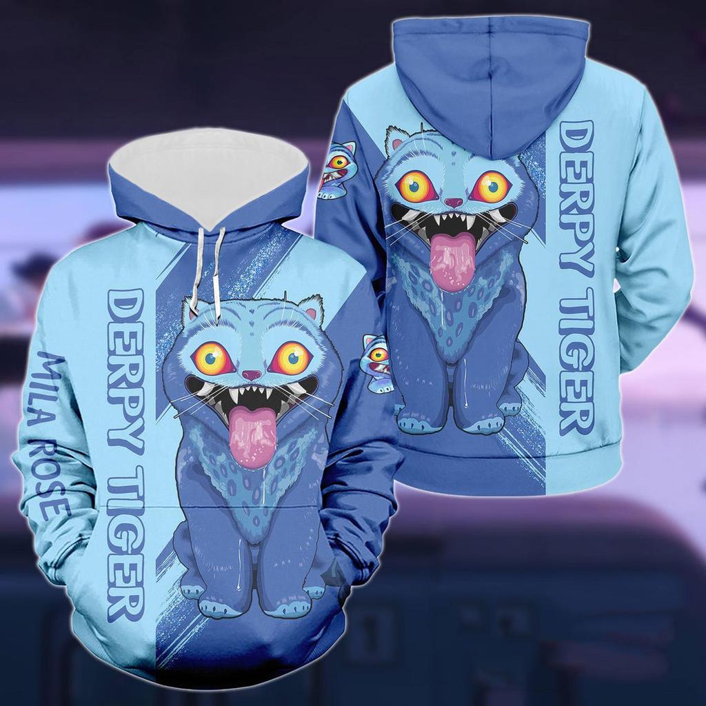 Women's Derpy Printed Hoodie for Autumn Winter KPop Demon Hunters Inspired Cozy Pullover for Daily Wear & Street Style Outings