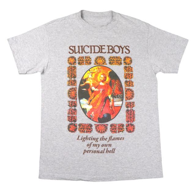 

Футболка SuicideBoys G59 Мужская Средняя Серая Графическая с Поджиганием Пламени $uicideboy$ S