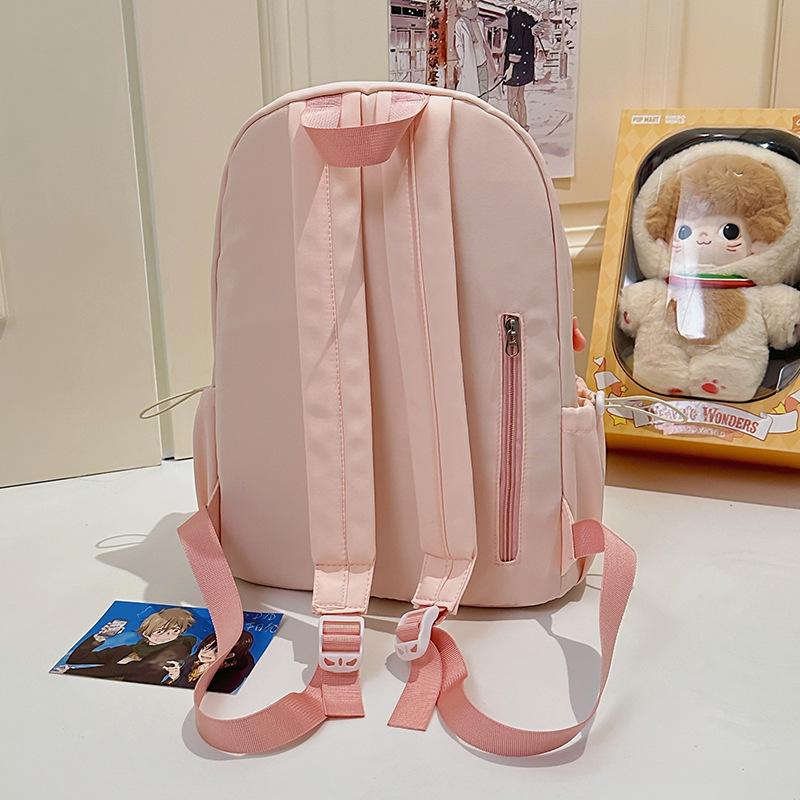 School bag 2025 new solid color ins wind backpack Korean version versatile high-value backpack simple large-capacity student school bag