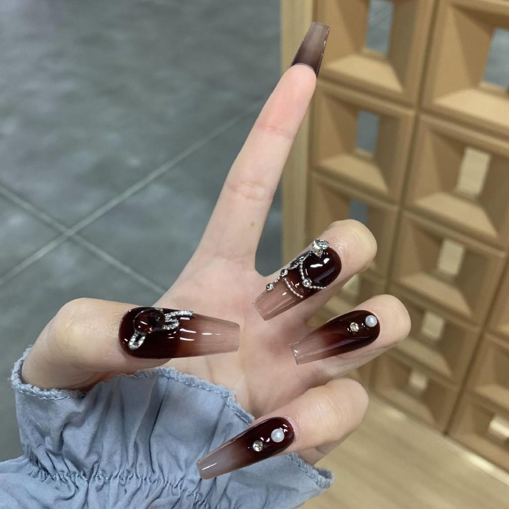 Stick Chain Diamond Gradient Handworn Nail Patch Mist Spice Fashion Style