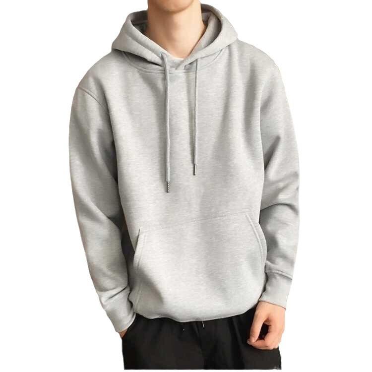 New Autumn and Winter Hooded Fleece Sweater Men's Sports Loose Solid Color Terry Autumn and Winter Class Uniform Wholesale Sweater