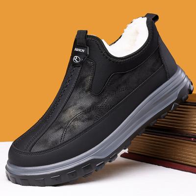 Winter alte Pekinger Stoffschuhe Herren Baumwollstiefel Samt warm Papa Schneestiefel Mittelalterliche und ältere rutschfeste wasserdichte Seniorenschuhe