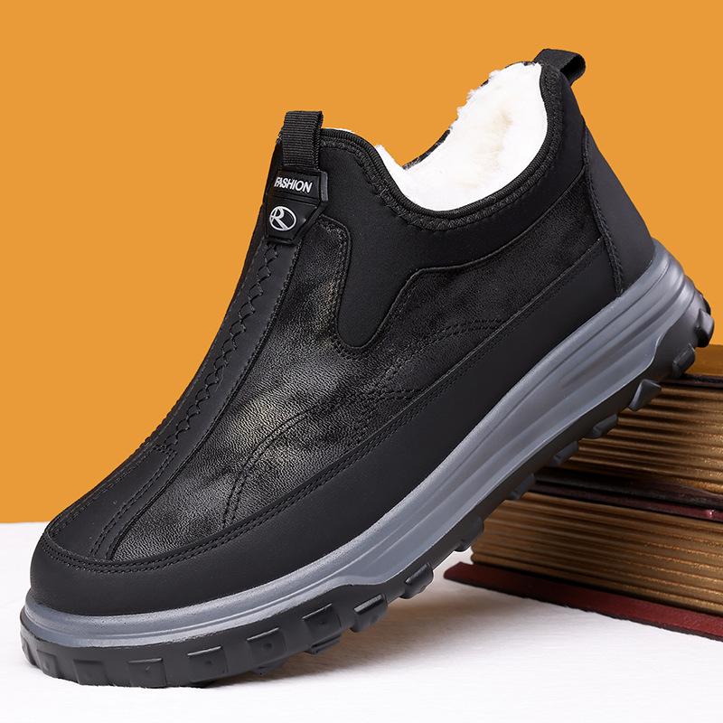 Winter Old Beijing Cloth Shoes Men's Cotton Boots with Velvet Warmth Dad Snow Boots Middle Aged Anti Slip Waterproof Elderly Shoes