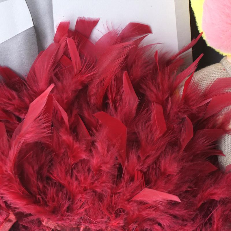 Long Turkey Top Feather Cloth Strip Fire Piece Cloth Edge Stage Performance Clothing Accessories Skirt Diy Decorative Materials