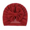 New Baby Knitted Wool Waffle Hat Bow Children's Pullover Hat Baby Out Cute Boat Hat