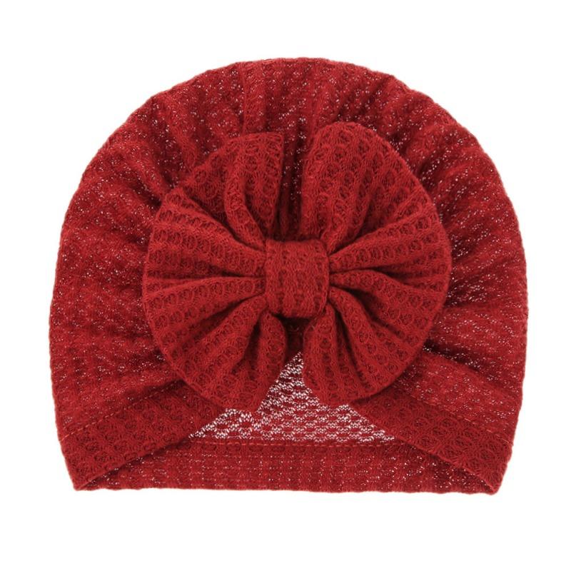 New Baby Knitted Wool Waffle Hat Bow Children's Pullover Hat Baby Out Cute Boat Hat