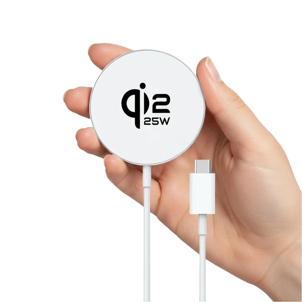 

qi2.2Новый продукт 25 Вт Магнитное беспроводное зарядное устройство Зарядное устройство MagSafe быстрая зарядка совместимо с Apple17 белый