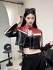 2026 Women’s Cropped Color Block PU Leather Jacket with Custom Patchwork and Stand Collar - Hot Girl Style