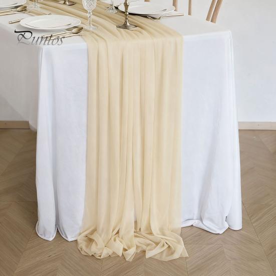 Heat Resistant Table Runner Sheer Flowing Runner, Chiffon Wedding Elegant Solid Color Durable for Dining Home Bridal Shower Party Decor Decorative