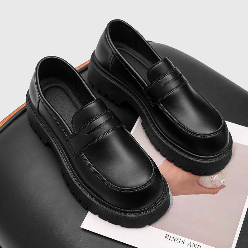 

Чоловічі повсякденні шкіряні лофери 2025: Британський весняно-літній тренд, товста підошва, туфлі-костюм, що збільшують зріст. 42