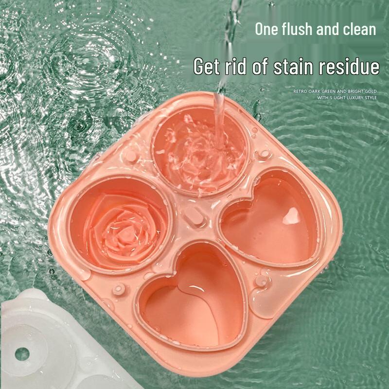 Large Pink 4-Cavity Rose Ice Ball Mold