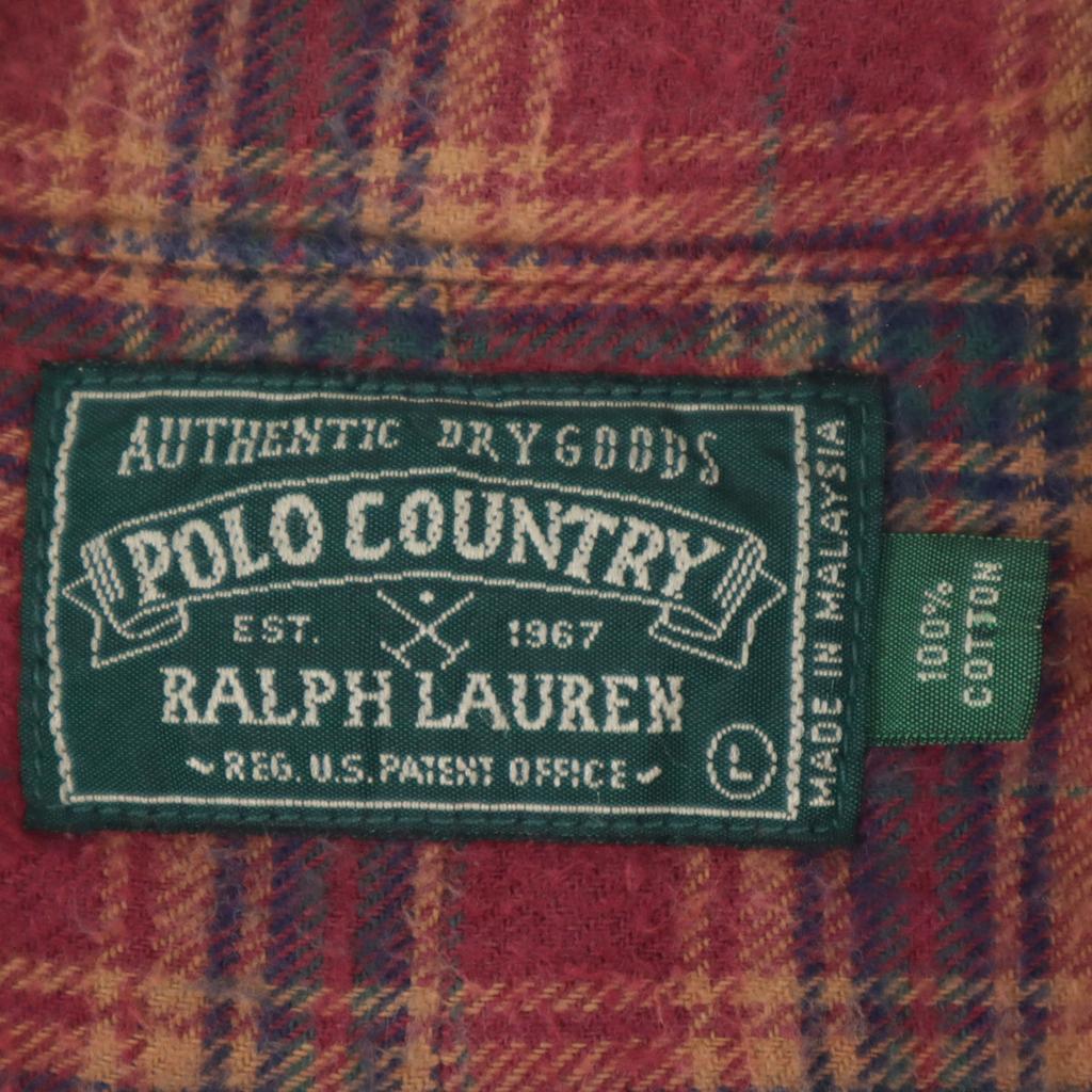 POLO COUNTRY RALPH LAUREN 80s 90s Old Check Pattern Long sleeve Button down shirt Men's Used