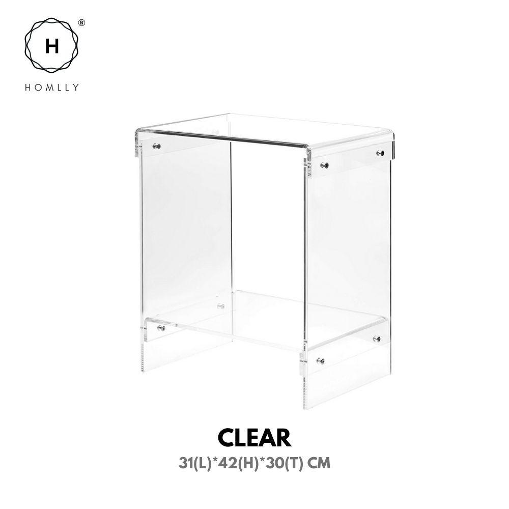 Homlly Plutii Modern Clear Acrylic Bed Side Coffee Table Clear