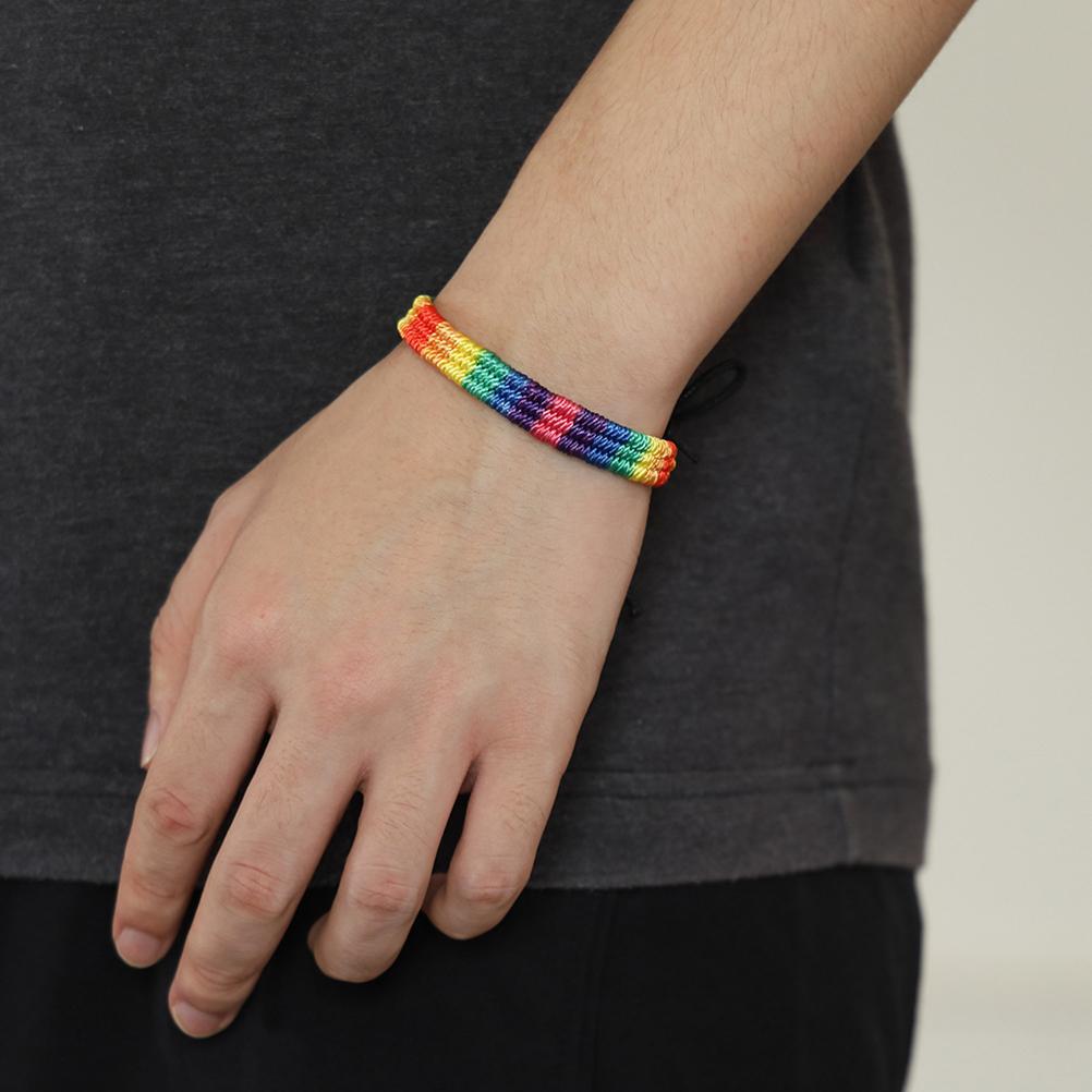 1PCS Rainbow Bracelet Handmade Braided Adjustable Friendship String Bracelet for Boys Girls