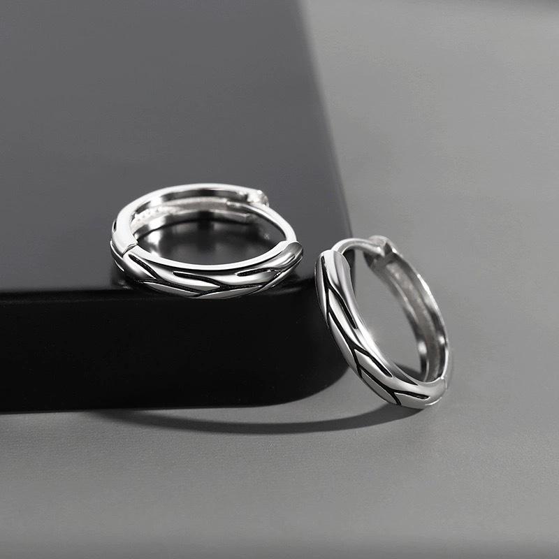 Silver Plated Men's Trendy Stud Earrings - Bad Boy Style Hoops Jewelry