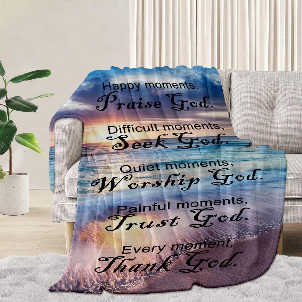 Religious Prayer Digital-printed Polyester Bedroom Velvet Flannel Soft Sofa Cover Blanket Fleece Soft Sofa Cover Blankets