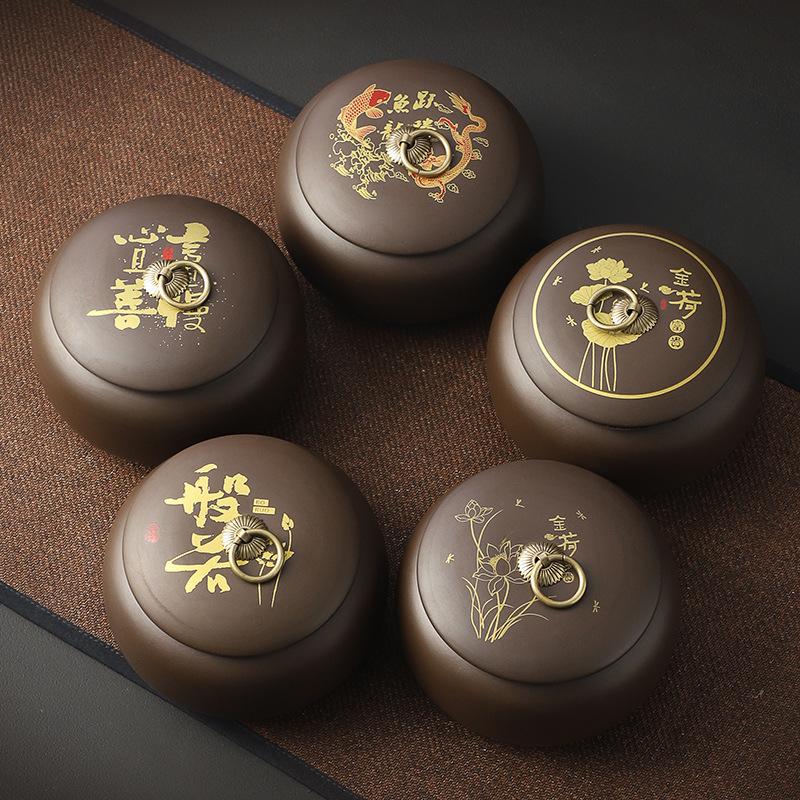Ceramic Tea Jar with Lid Home Portable Candy Snack Box Multifunctional Ceramic Nuts Coffee Bean Medicinal Material Storage Jar