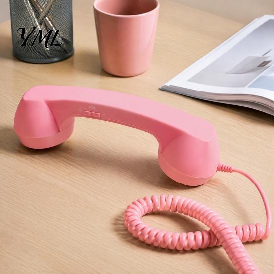 Nostalgic Desktop Decoration Prop Retro Phone Handset for Mobile Phones, Type-C Vintage Wired Handheld Comfortable Grip Telephone Handle Cell Receiver