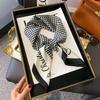 Tree Oil Painting Print Neckerchief Classic Imitation Silk Square Scarf Breathable Bandana Head Wrap Hair Accessories