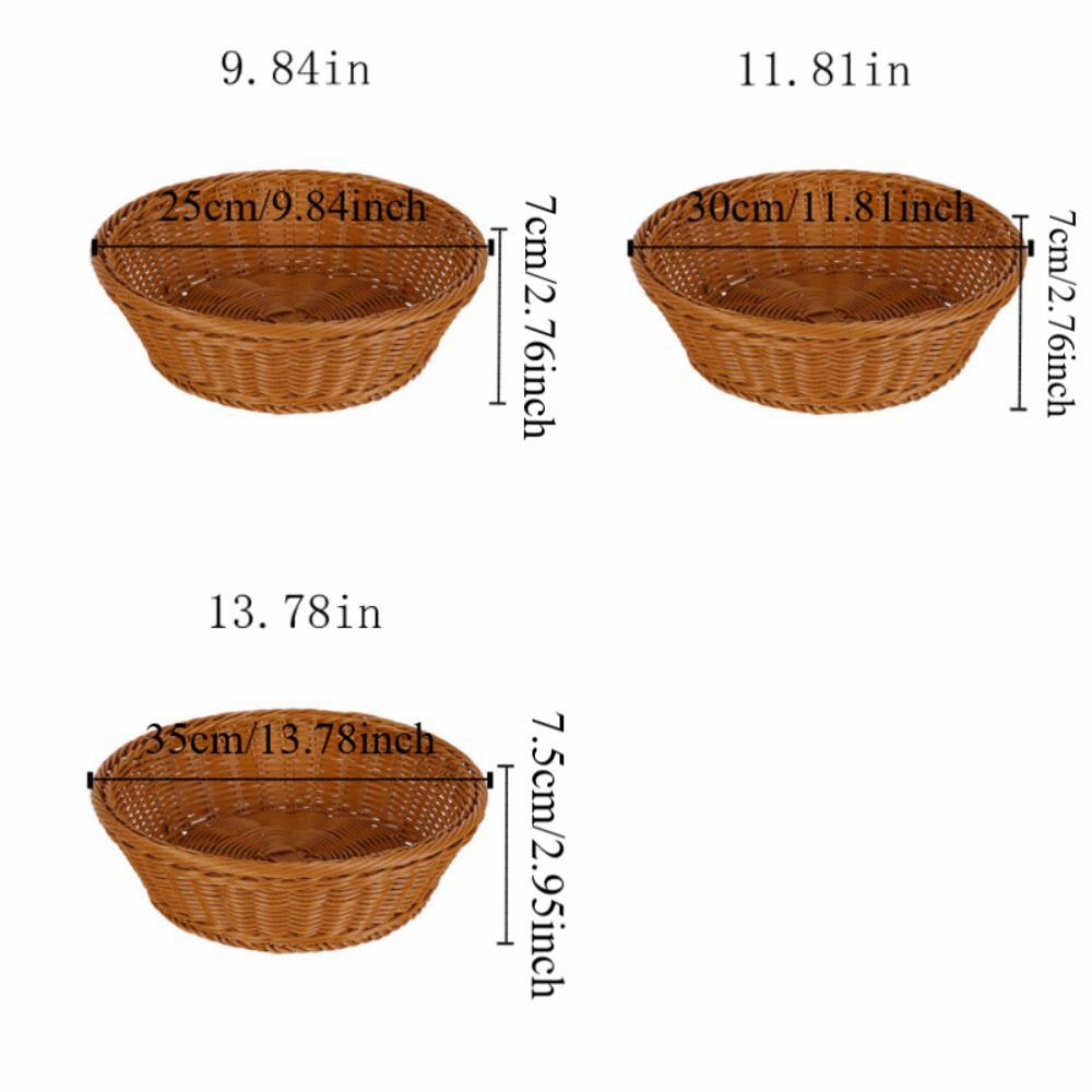 Round Handwoven Fruit Basket Breathable Vegetable Drain Basket Snack Basket Bread Display