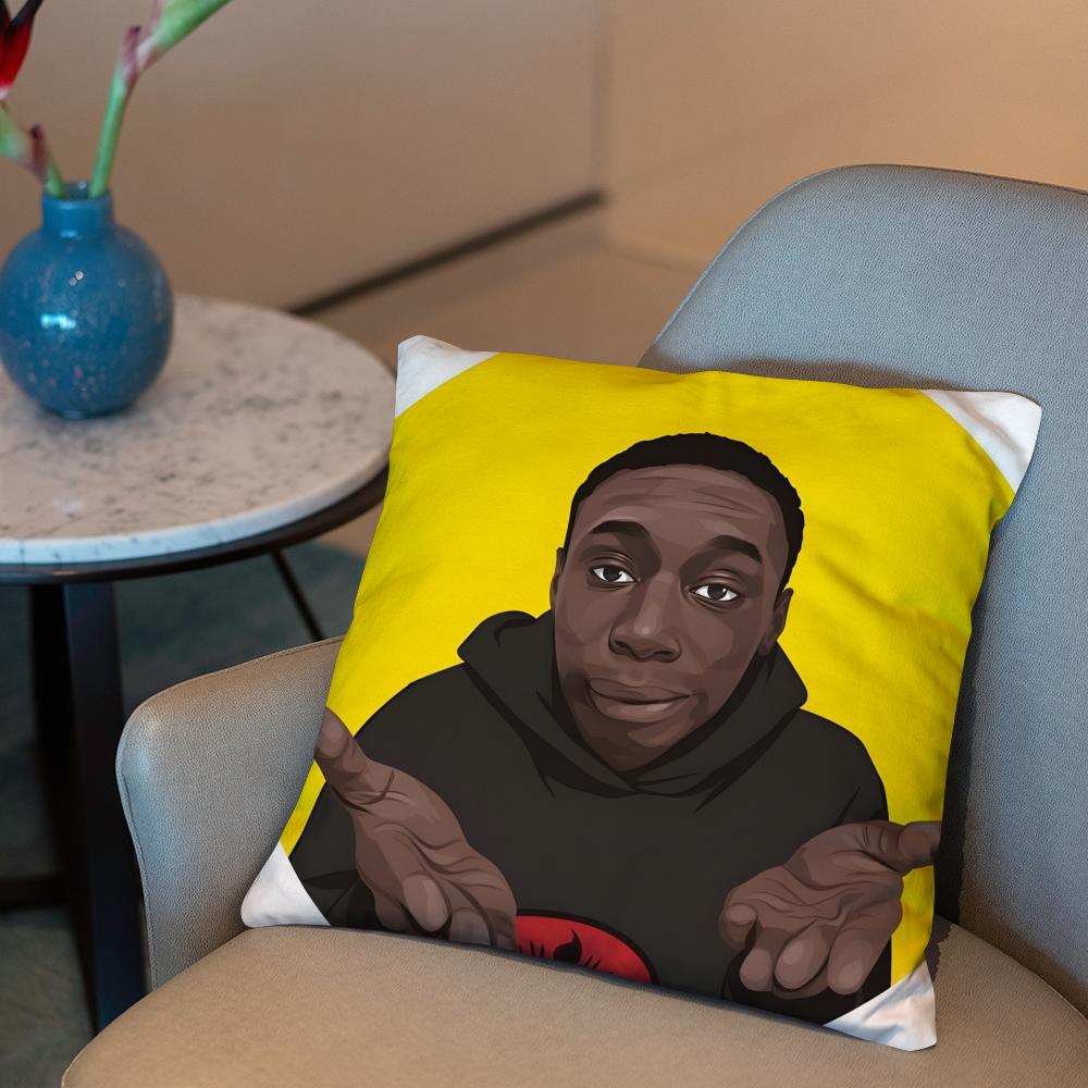Khaby Lame Helpless brother Cushion Cover 2-in-1 Reversible Plush Pillow Cover | Car/Sofa/Bed | Perfect Gift