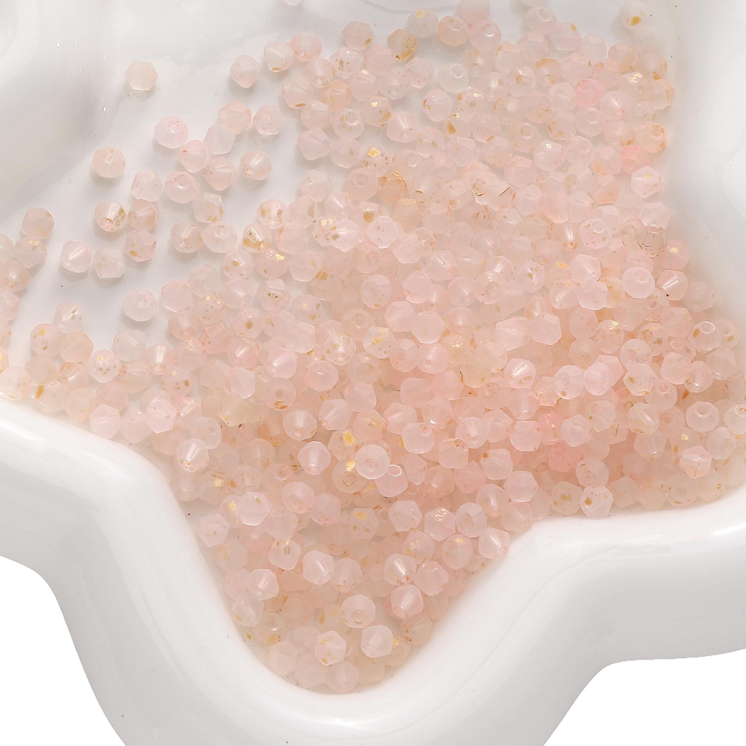 

140 шт. двухконечные граненые стеклянные бусины, глазурь, посыпка, бисер для самостоятельного изготовления браслетов, ожерелий и ювелирных изделий розовый