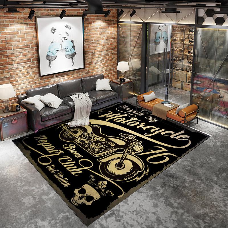 

American Industrial Wind Lounge Rug Home Non-slip Mat Large Area Living Room Decoration Retro Rug Punk Style Rugs for Bedroom 80*120cm