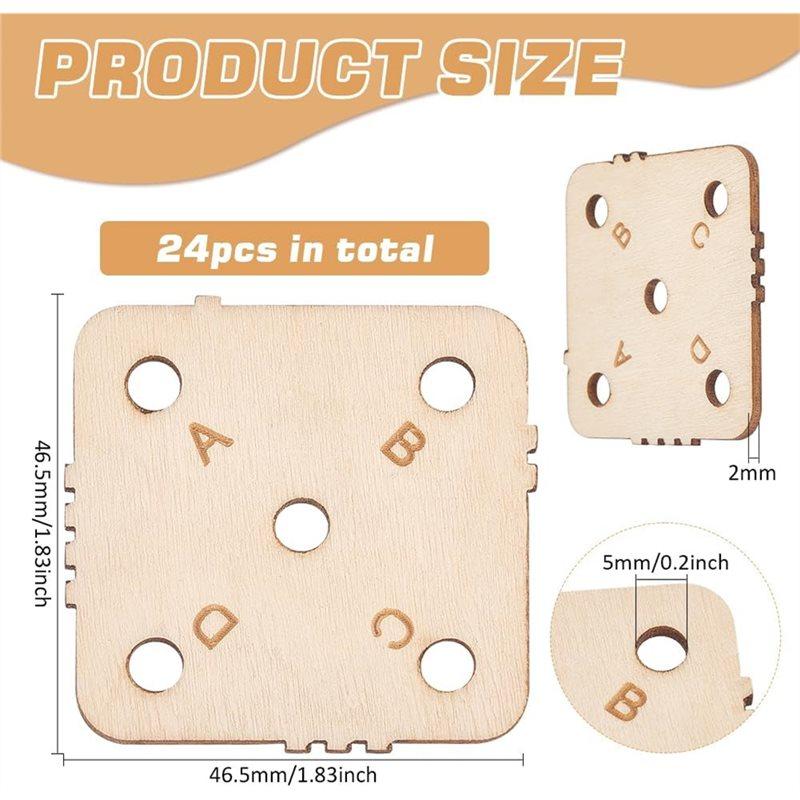 AS60-24Pcs Square Weaving Card, 1.8X1.8Inch 5 Holes Cards Handmade Weaving Tools For Weaving Supplies Tablet Weaving