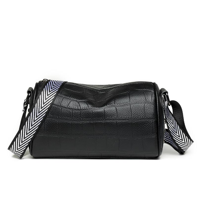 

Кожаная сумка-подушка женская мода крокодиловый узор широкополосная сумка-мессенджер из коровьей кожи на плечо чёрный