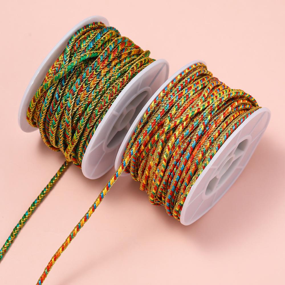 

3mm Multi-Colored Five-Strand Tibetan Woven Cotton Thread for DIY Braiding and Tassel Projects 2m/package approx. 11g красный/жёлтый