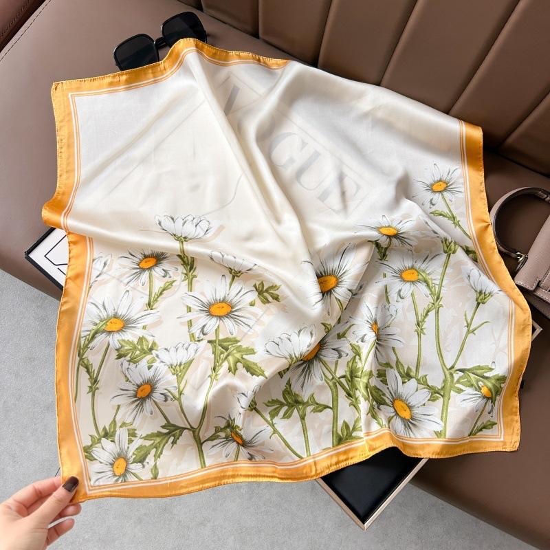 Silk scarf 71 * 71 imitation silk square scarf Korean atmosphere neck silk scarf flower pattern flower polka dot scarf