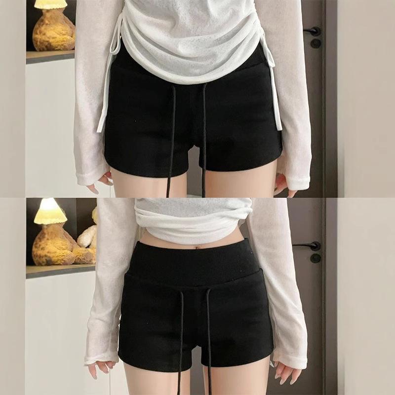 

American Spicy Girl Slim-fit Low-waist Drawstring Sports Shorts for Women (Summer 2025) Small чорний