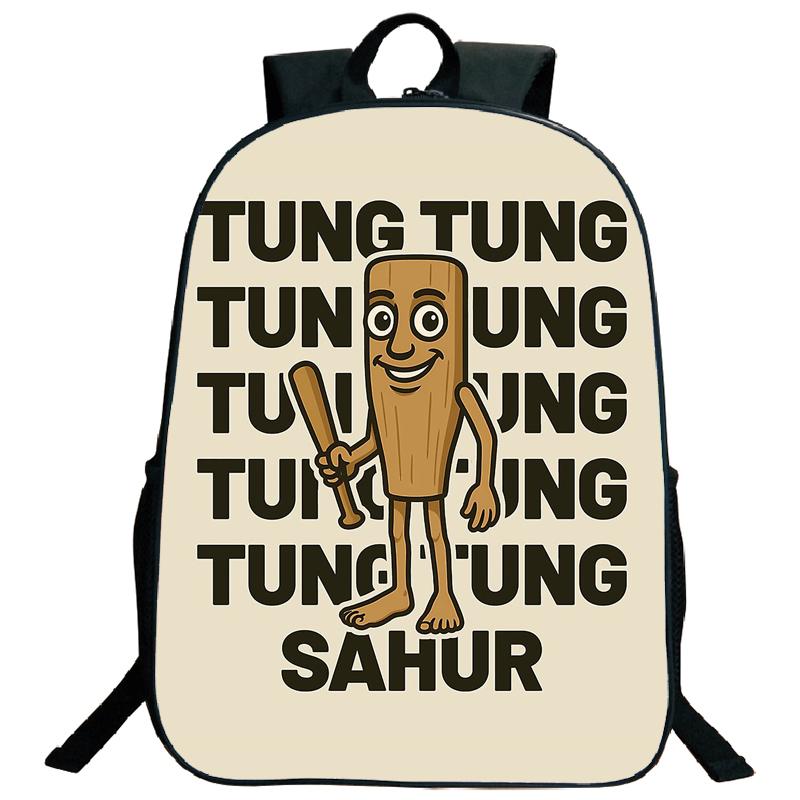 Tung Tung Tung Sahur Rucksack Italienischer Brainrot Cartoon Kinder Jungen Mädchen Studenten Schulrucksack Tralalero Tralala Teenager Umhängetasche