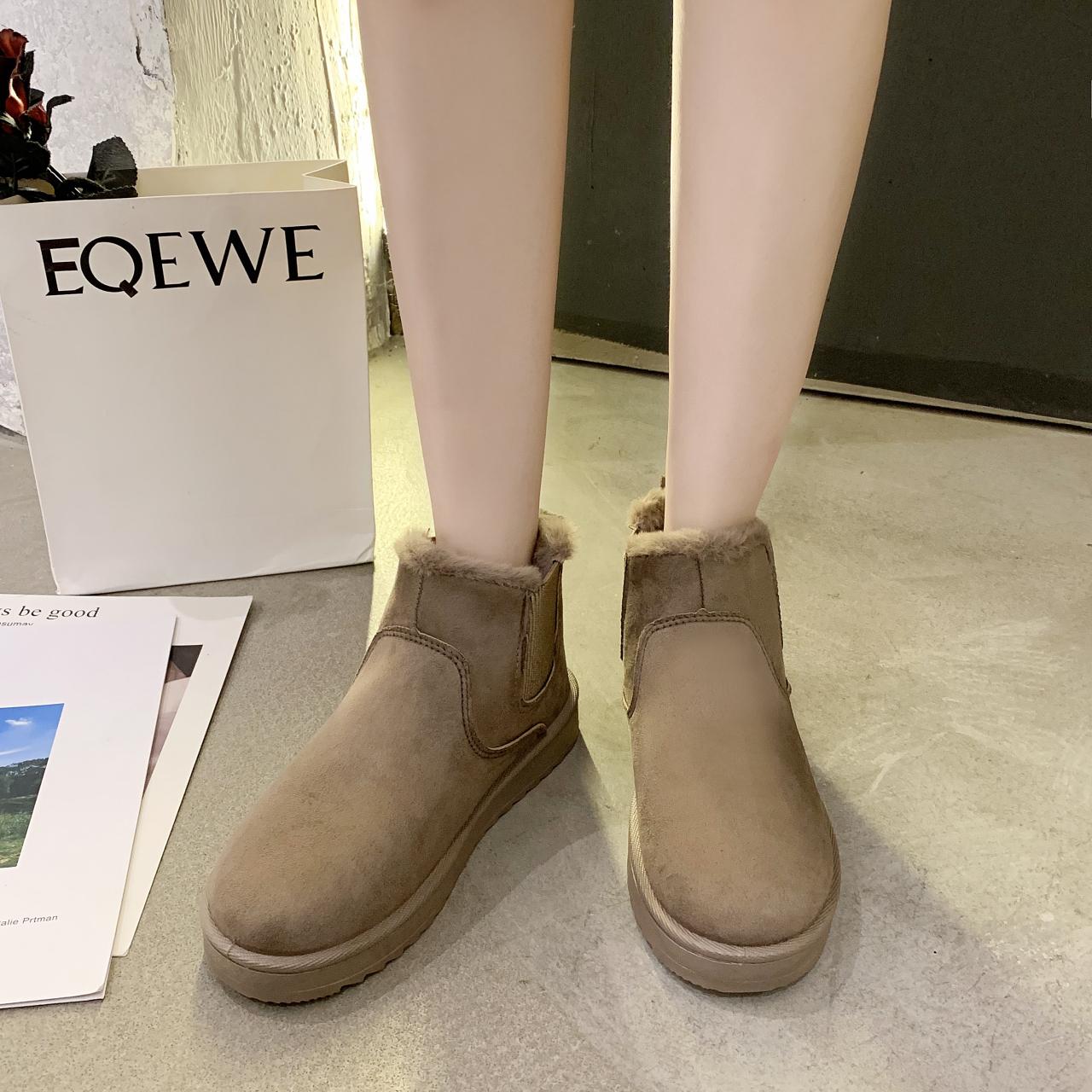 

Женские ботинки Зимняя обувь Круглый носок Плоские каблуки Женские модные зимние ботинки Нескользящие женские ботиночки на низком каблуке Ботинки без застежек 41 хаки